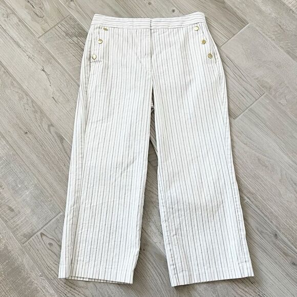 Ann Taylor Pants - Ann Taylor Striped Wide Leg Crop Sailor Style Cotton Stretch Pants Sz 10